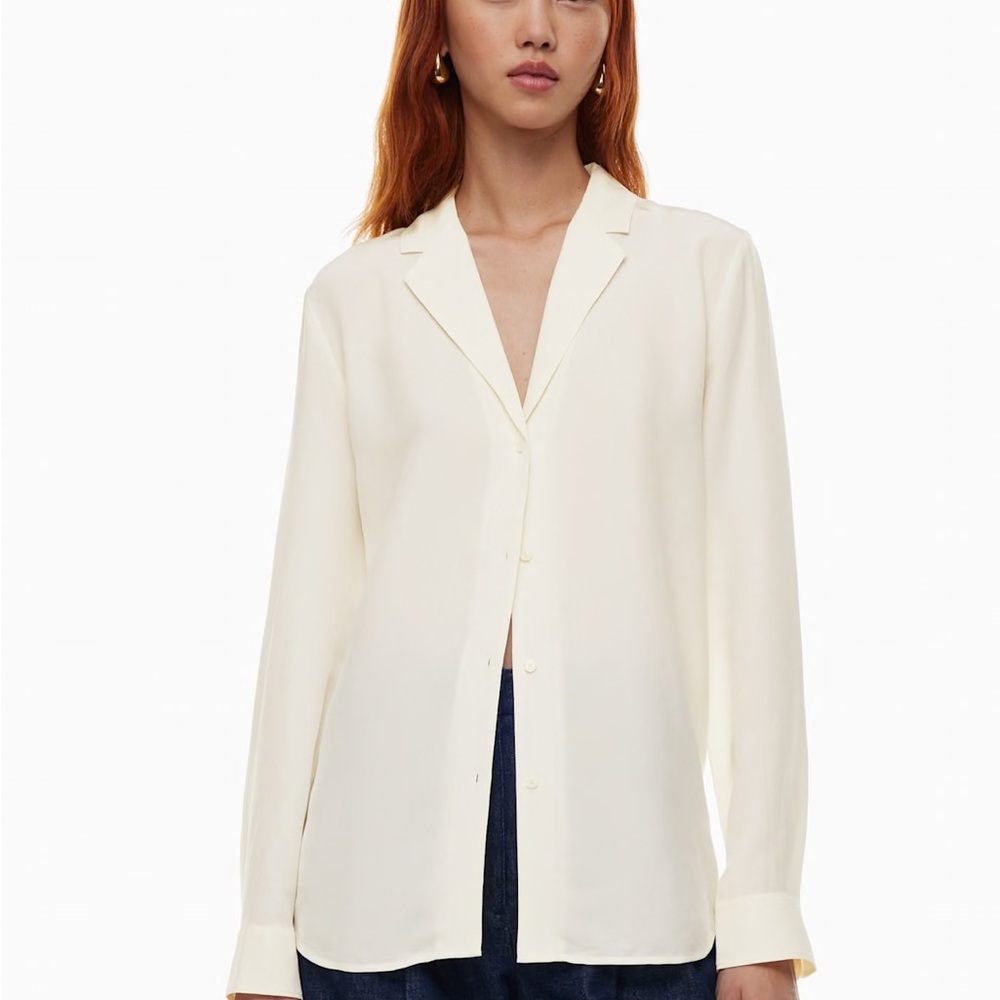 Aritzia Babaton Monocle Shirt Long Sleeve - Birch/Cream, Size Small